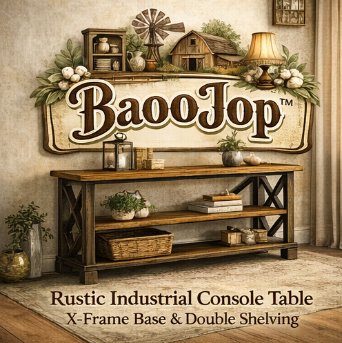 BaooJop™ Rustic Industrial Farmhouse Console Table with X-Frame Base