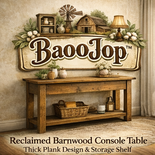 BaooJop™ Reclaimed Barnwood Farmhouse Entryway Console Table with Storage Shelf