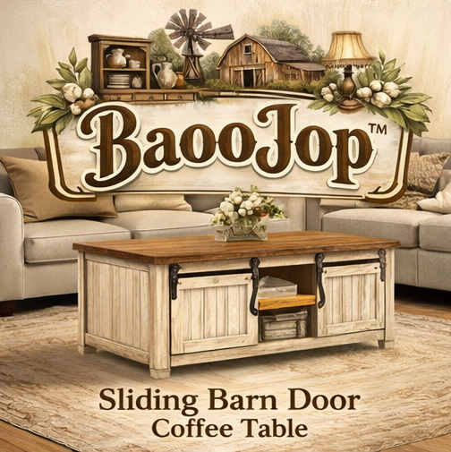BaooJop™ Country Cottage Sliding Barn Door Coffee Table